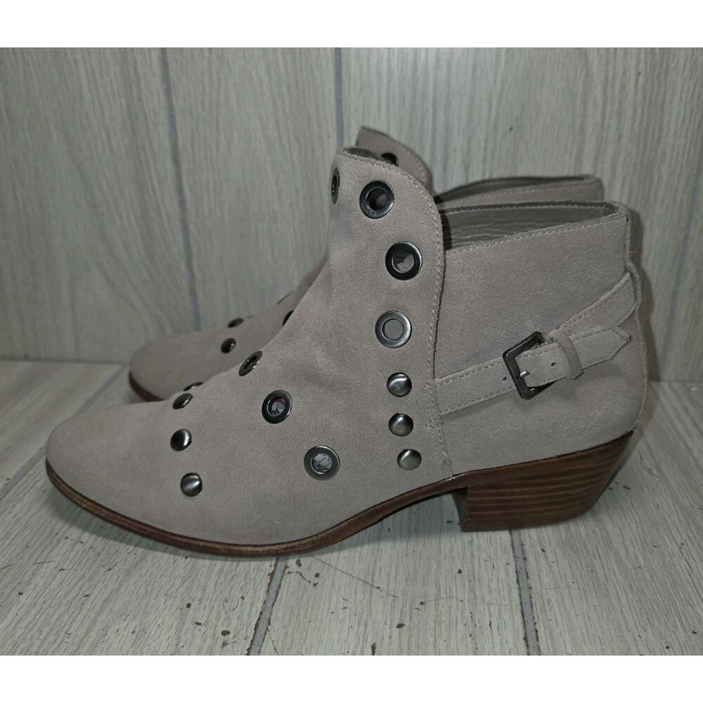 Sam Edelman Pedra Beige Suede Leather Grommet Stud Ankle Booties Womens Size 10M